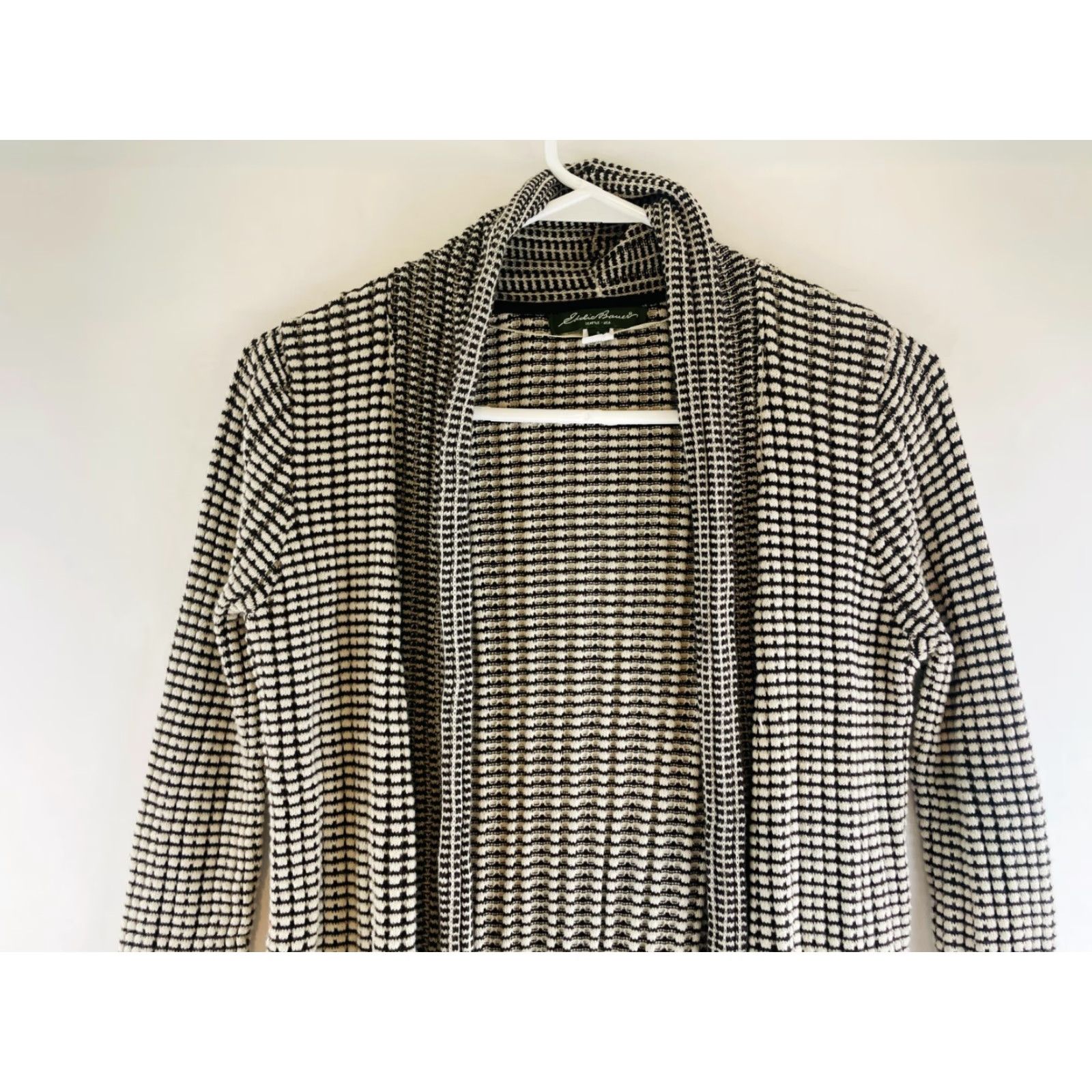 Eddie Bauer Eddie Bauer Cardigan Sweater Women’s Size S Black Cream Knitted Open Duster Cardigan Size S / US 4 / IT 40 - 3 Thumbnail
