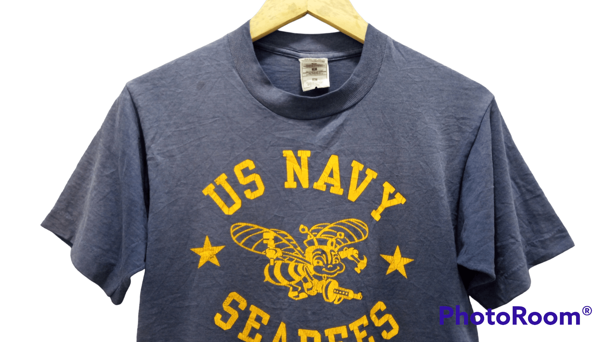 Fruit Of The Loom × Vintage 🔥🔥Vintage 90s USN US Navy Seabees T-Shirt Size US S / EU 44-46 / 1 - 9 Thumbnail