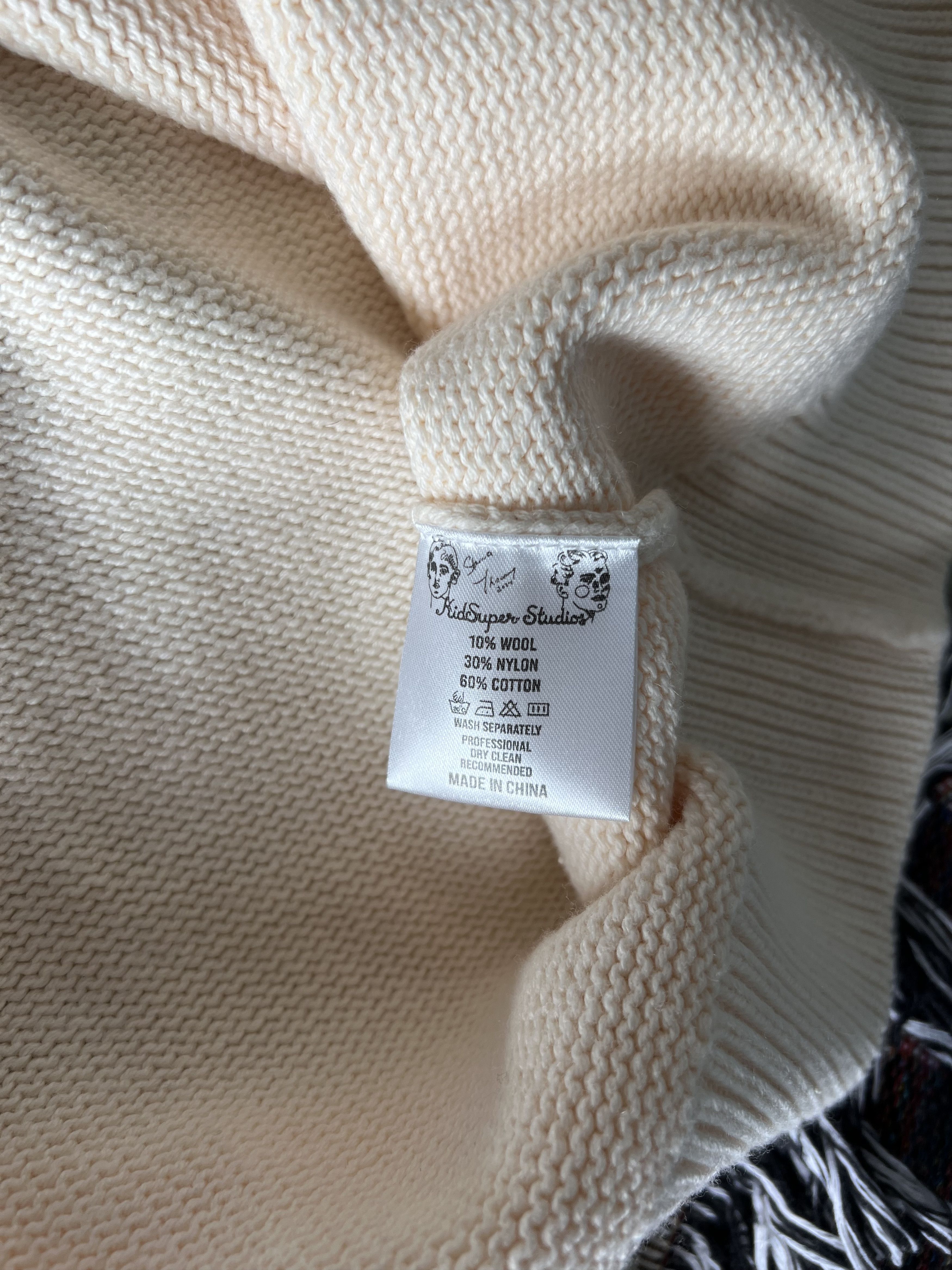KidSuper Kidsuper Records Knit Sweater in Cream Size US XL / EU 56 / 4 - 8 Thumbnail