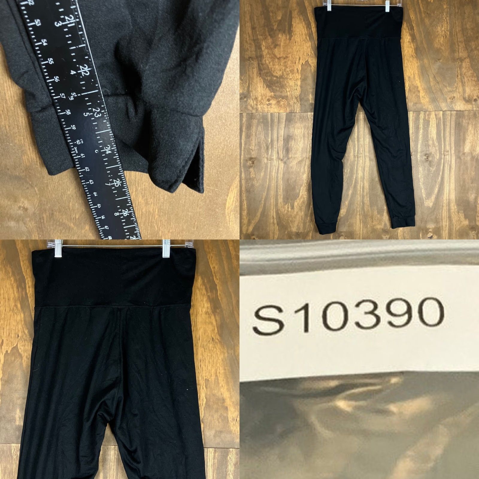 Vintage A New Day Womens Pants Black Leggings Fold Over Waistband Split Hem Stretch L Size 24" / US 00 / IT 34 - 8 Thumbnail