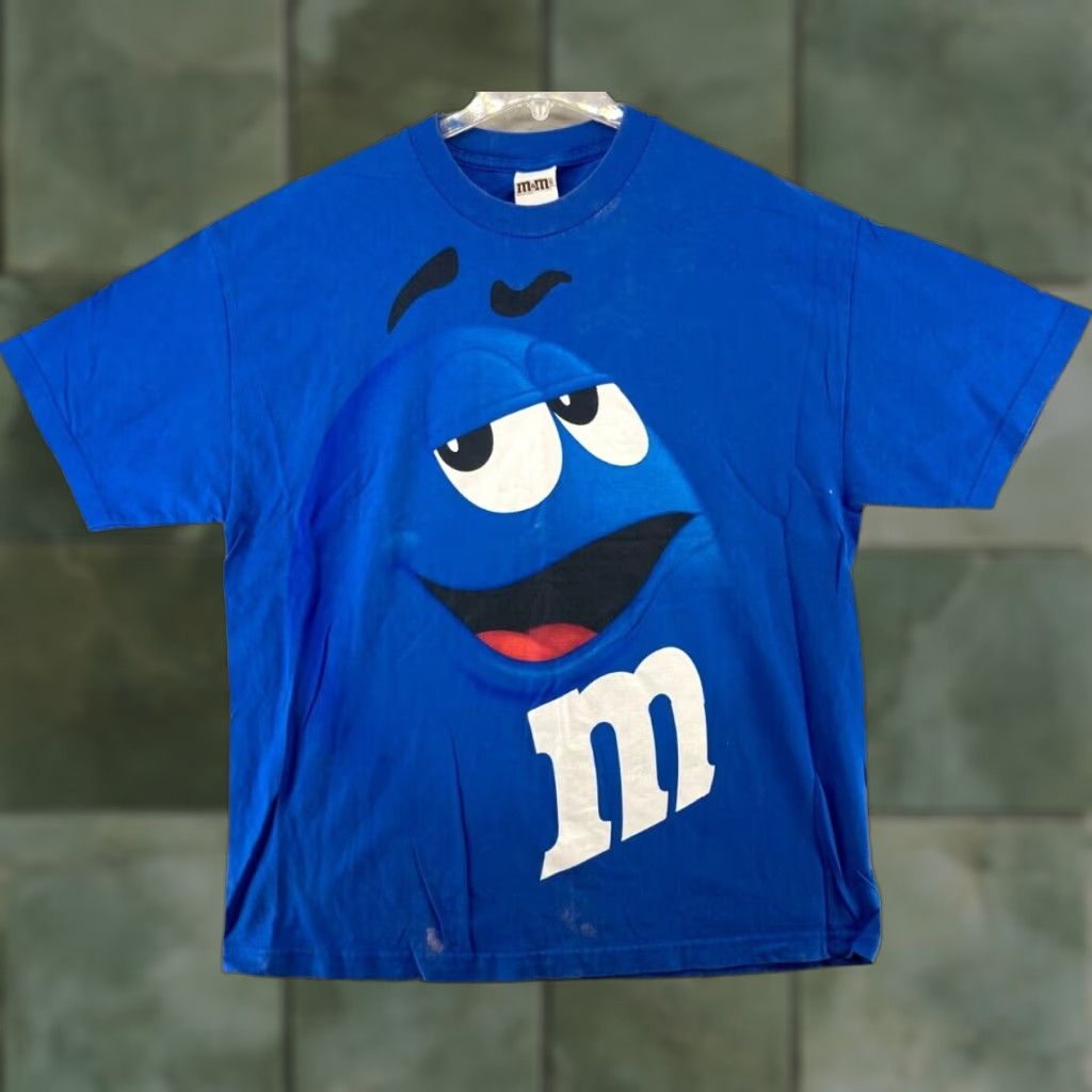 Vintage M&Ms Mens TShirt XL Blue Graphic Print Crew Neck Short Sleeve 90s Mens XL Blue T-Shirt Cotton Jersey Vintage No Size US XL / EU 56 / 4 - 1 Thumbnail