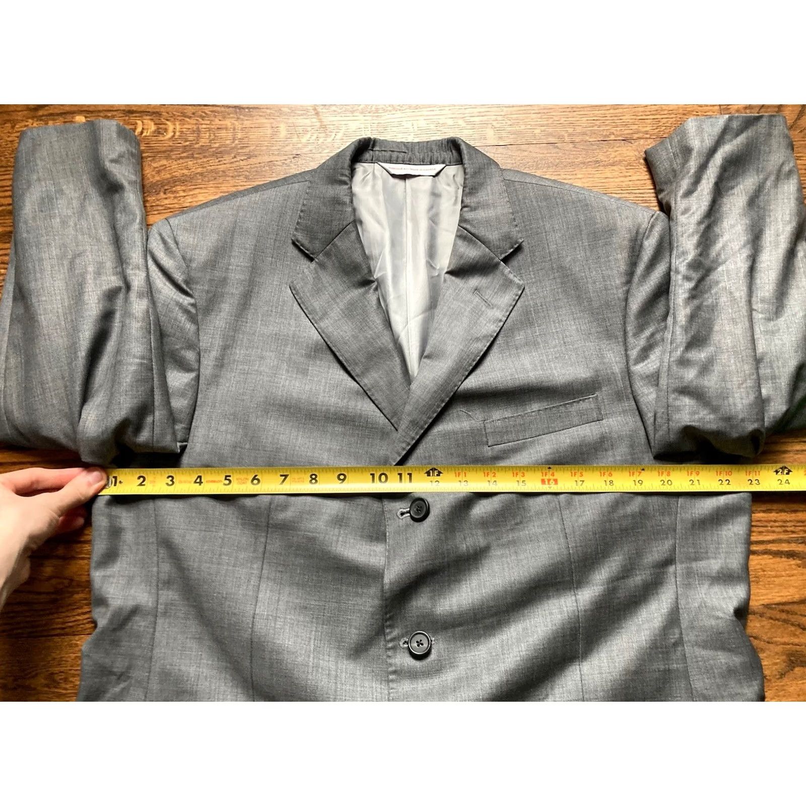 Vintage Samuelsohn Blazer Mens 43R Gray Wool Jacket 3-Button Notch Lapel Regular Length Double-Vented Sport Coat Jacket Coat Size 46R - 6 Thumbnail