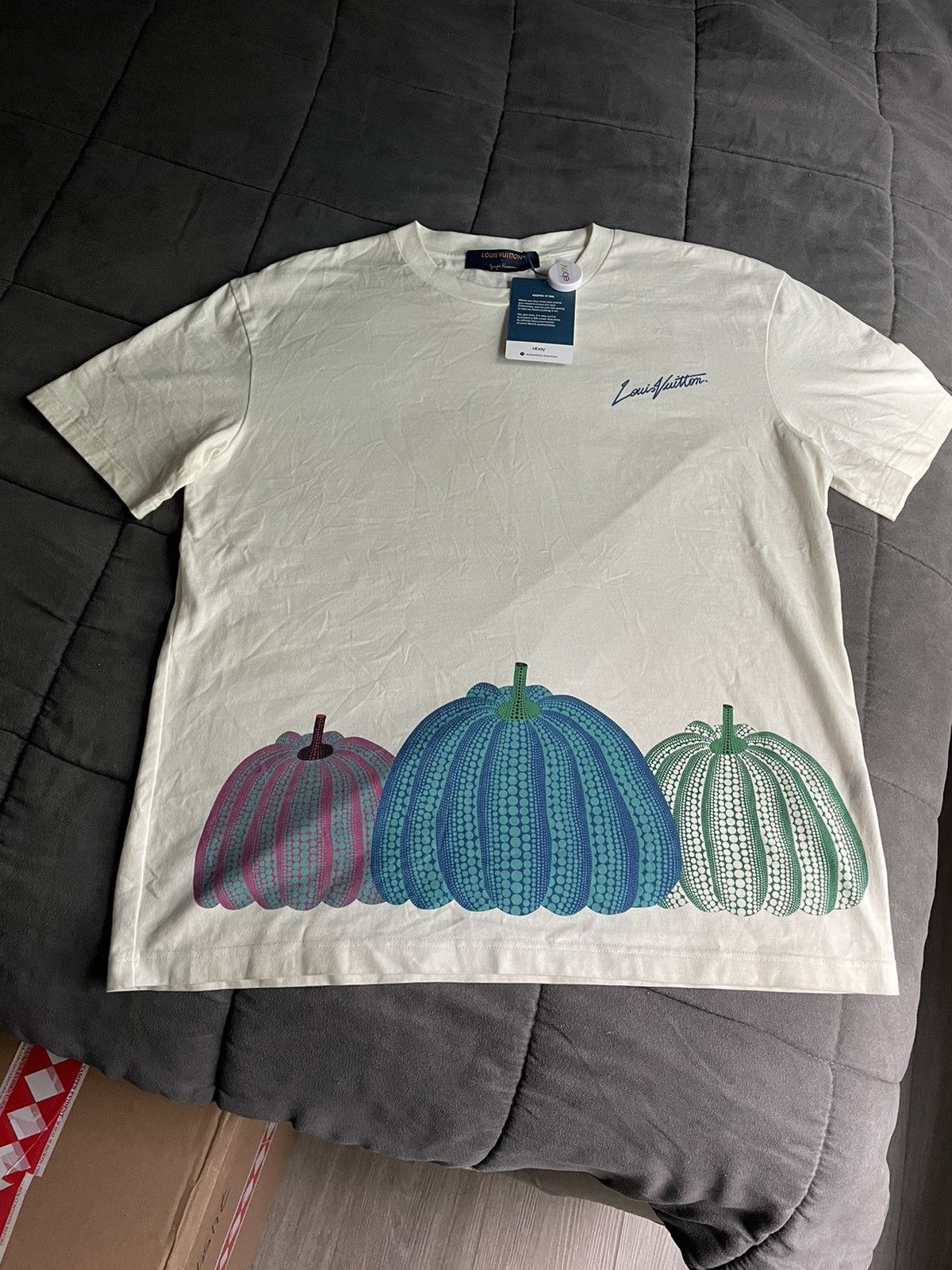 image of Louis Vuitton Kusama Pumpkin T Shirt in White, Men's (Size Large)