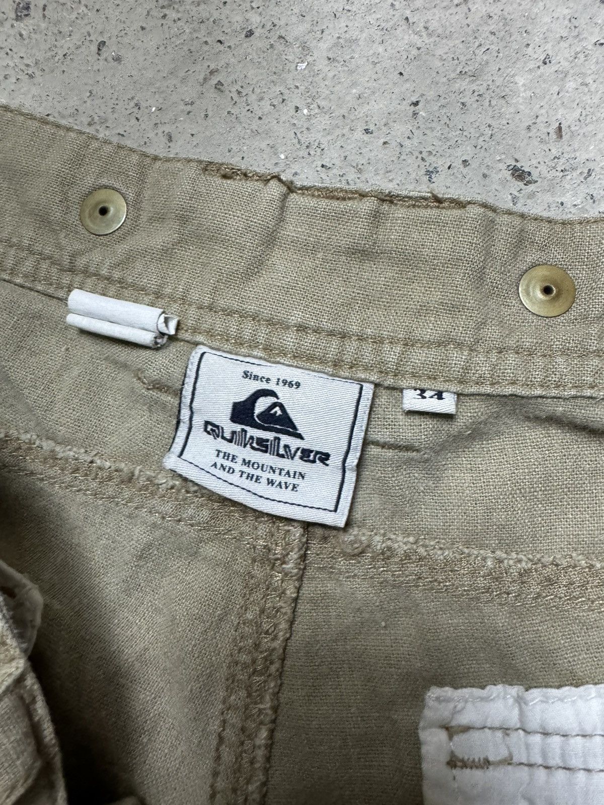 Quiksilver × Vintage Vintage Y2K Quiksilver Baggy Linen Gargo Surf Style Shorts Size US 34 / EU 50 - 5 Thumbnail