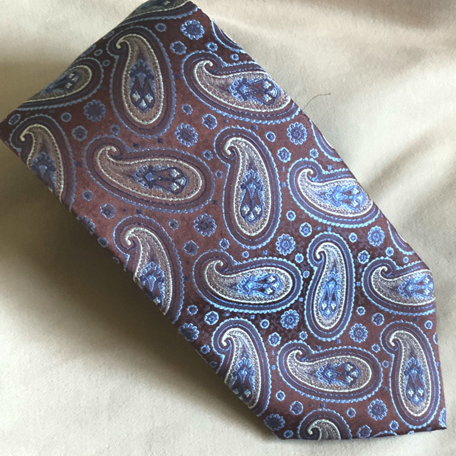 Burma Bibas BURMA-BIBAS 100% Silk Paisley Print Neck Designer Tie Size ONE SIZE - 9 Thumbnail