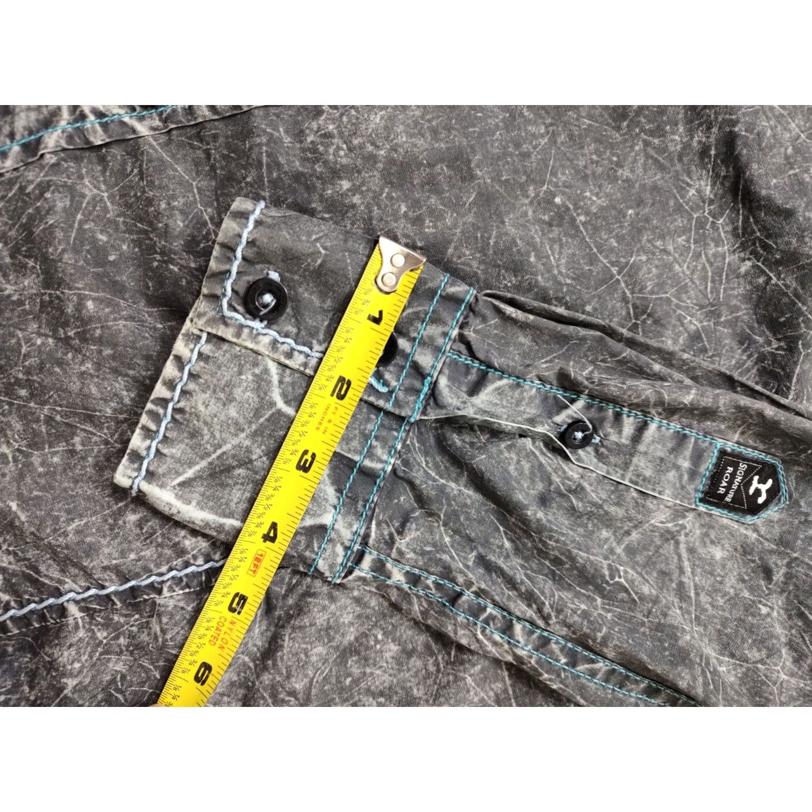 Roar Roar Shirt Mens Medium Faded Gray Embroidered Cross Long Sleeve Button Up Rock Size US M / EU 48-50 / 2 - 7 Thumbnail