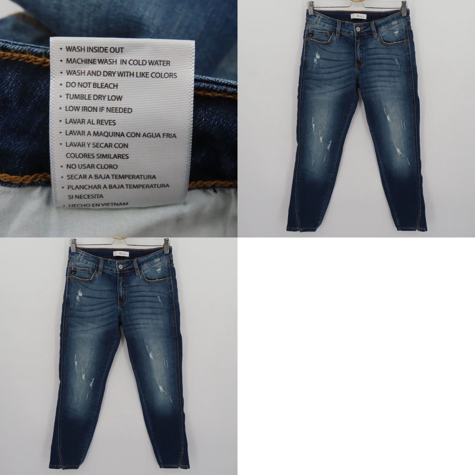 Vintage KanCan Jeans 28 Blue Distressed Denim Skinny 5-Pocket Pockets Twisted Seam Women Modern Casual Pants Size 28" / US 6 / IT 42 - 9 Thumbnail