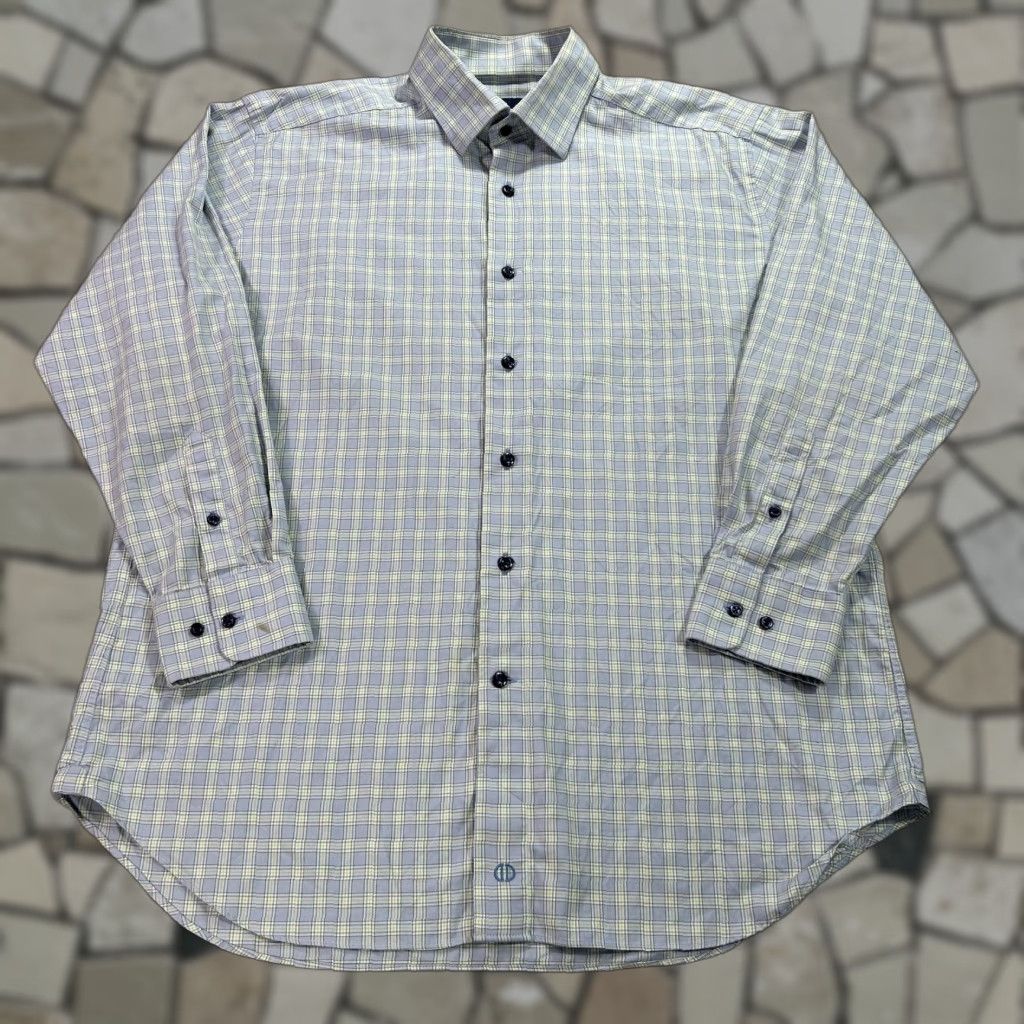 David Donahue David Donahue Shirt Mens 16.5 32/33 Blue Green Plaid Long Sleeve Button Front Dress Shirt Size US XL / EU 56 / 4 - 1 Thumbnail