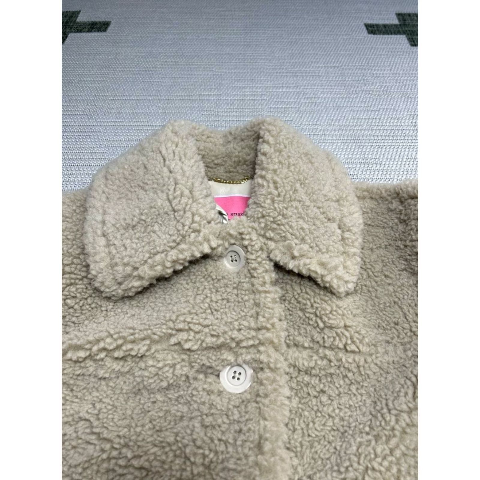 Vintage kate spade new york Faux Shearling Coat Womens Large Beige Oversized Fit Single Breasted Jacket/Coat Size L / US 10 / IT 46 - 3 Thumbnail