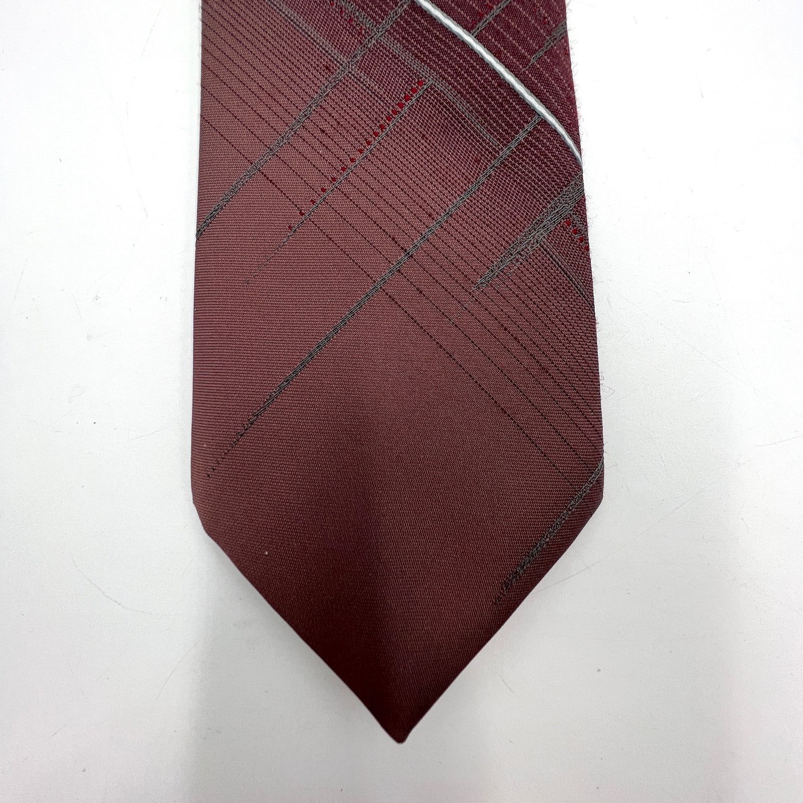 Paco Rabanne × Vintage Vintage 80s Paco Rabanne Stripe & Ombre Silk Tie Gray Red Size ONE SIZE - 1 Thumbnail