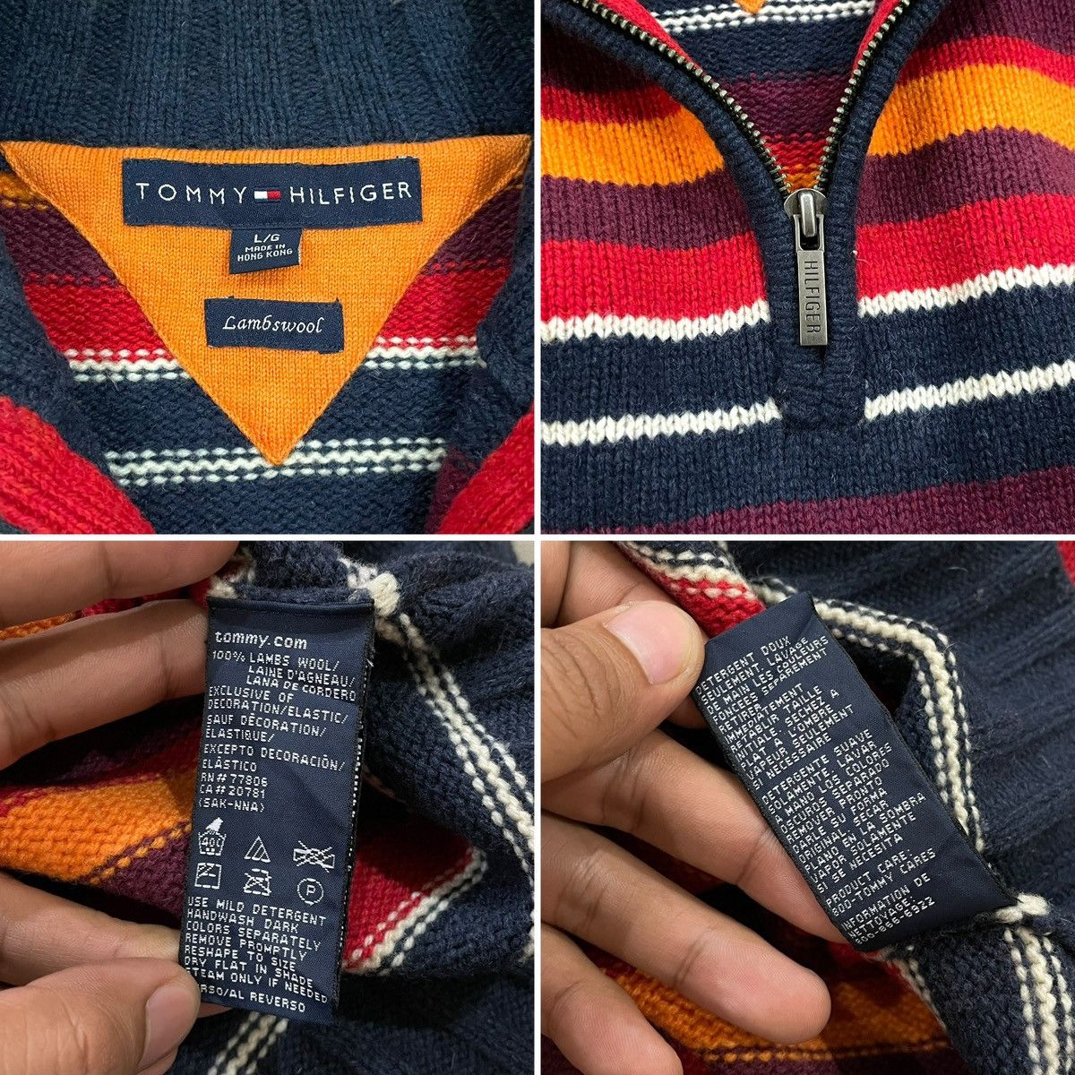 Tommy Hilfiger Tommy Hilfiger Half Zip Multi-border Wool Thick Size US L / EU 52-54 / 3 - 7 Thumbnail
