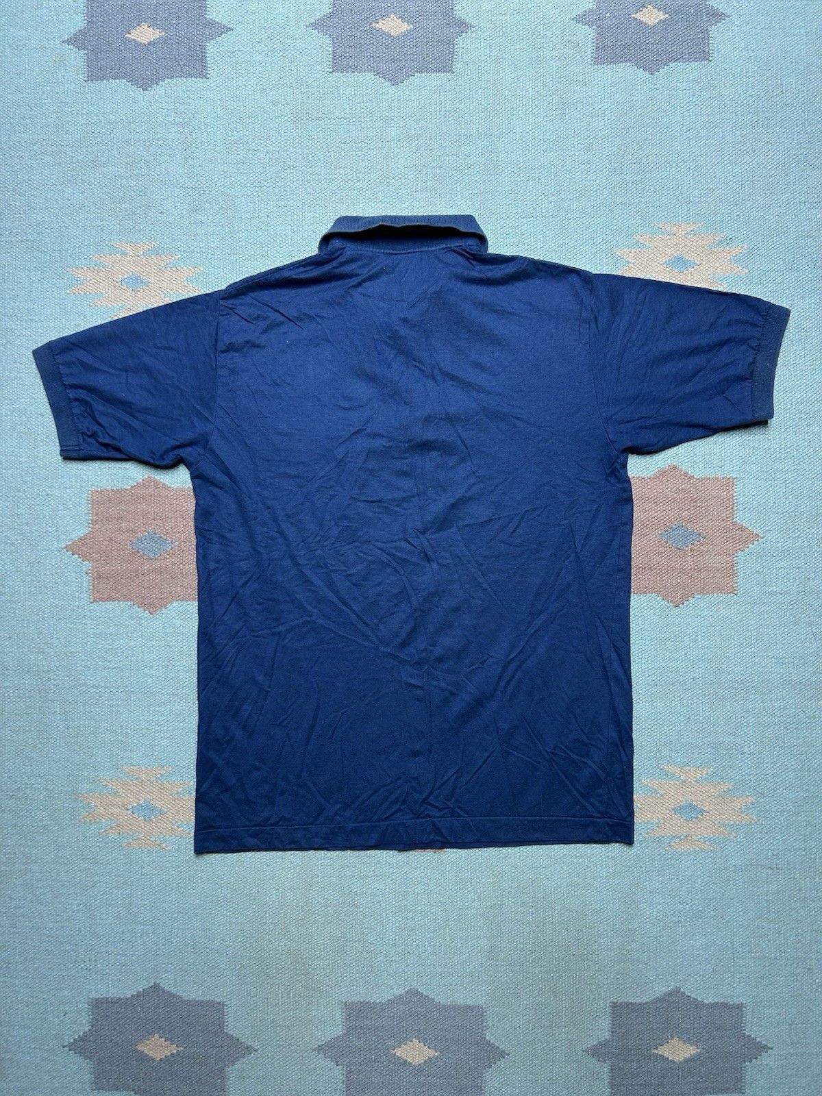Vintage Vtg 80s polo shirt navy blue blank soft poly cotton medium Size US M / EU 48-50 / 2 - 6 Thumbnail