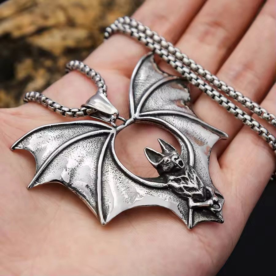 Jewelry Goth Punk Grunge Bat Pendant Chain Necklace Size ONE SIZE - 1 Thumbnail