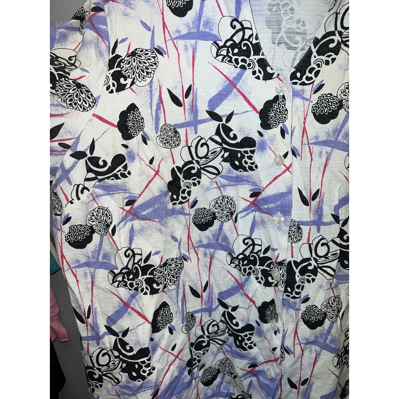 Vintage Womens Maggie Barnes Button Down Top Shirt White Rayon 2X Size XXL / US 16-18 / IT 52-54 - 5 Thumbnail