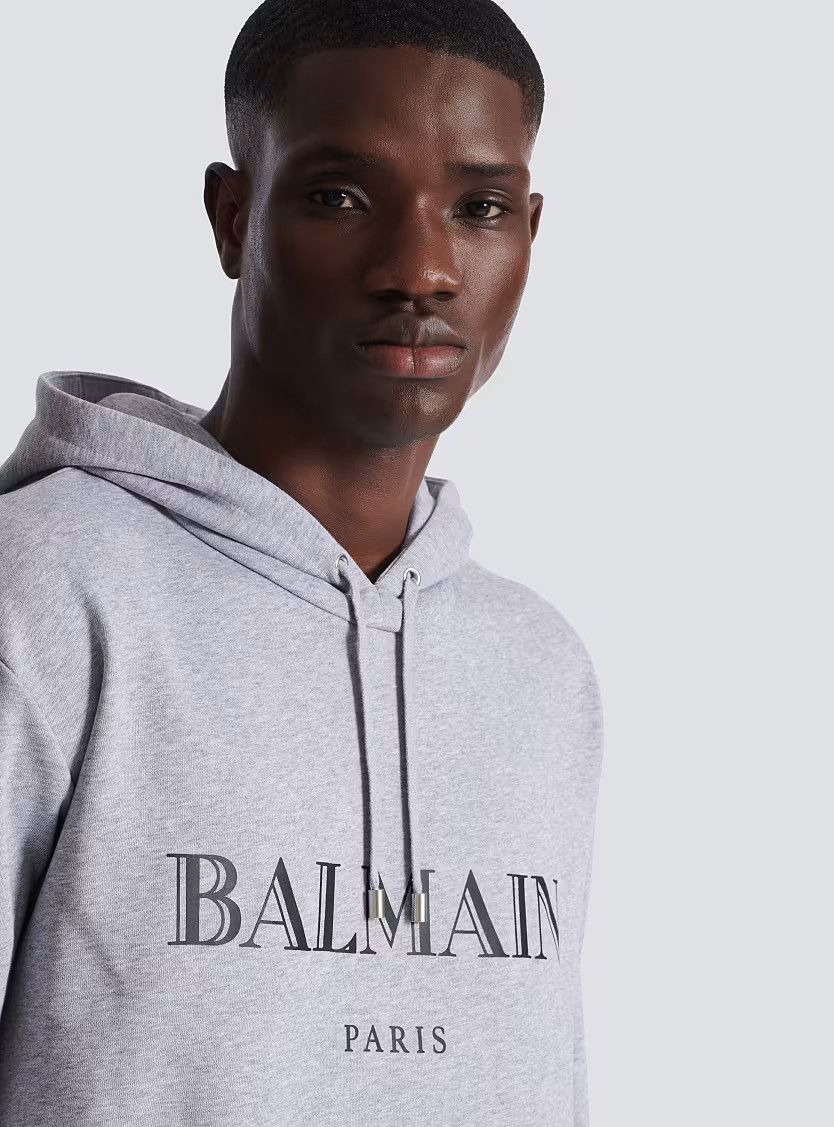 Balmain o1s1wg110925 Printed Hoodie in Grey Size US L / EU 52-54 / 3 - 6 Thumbnail