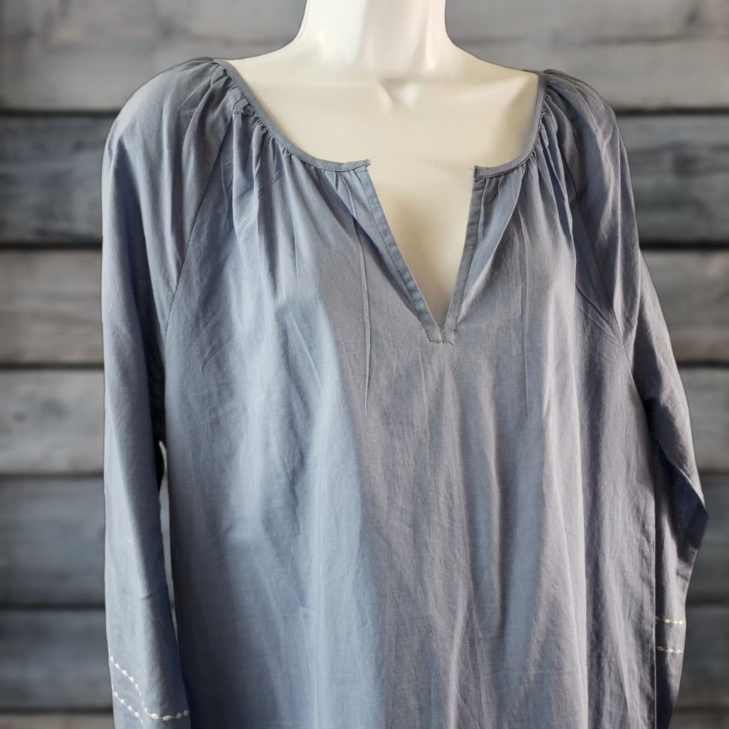 Vintage Mud Pie Womens Tunic Top Blue Pink Embroidered Long Sleeve Cotton Size M, Casual, Blouse, Womens, Tunic Size M / US 6-8 / IT 42-44 - 1 Thumbnail