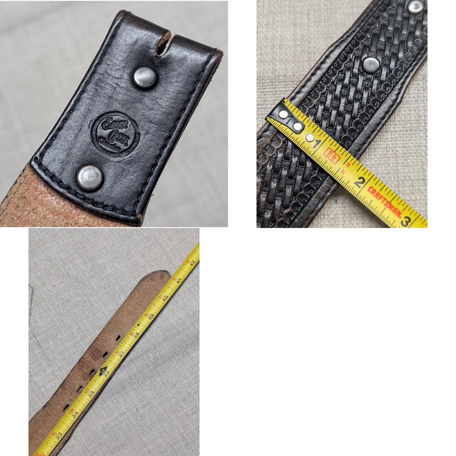 Vintage VINTAGE USA made TOOLED buckle belt 36 leather WESTERN tapered COWHIDE brown Mens Size 36 - 9 Thumbnail