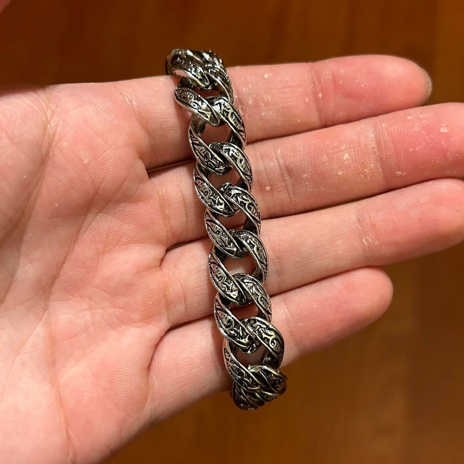 Japanese Brand × Vintage Ga3b - Y2K Engraved Cuban Bracelet Size ONE SIZE - 1 Thumbnail