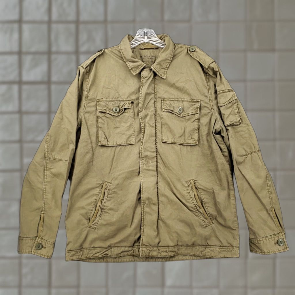 VINTAGE American Eagle Military Jacket Mens XL Green Cotton Full