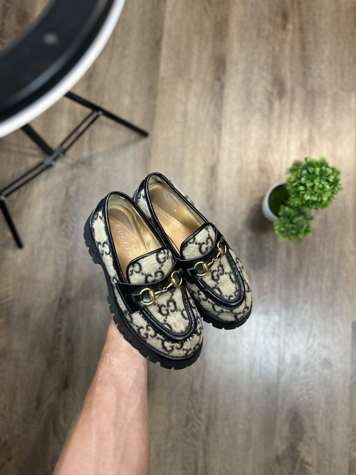 Gucci Gucci Loafers Horssebit Wool Monogram Luxury Size US 7.5 / IT 37.5 - 1 Thumbnail
