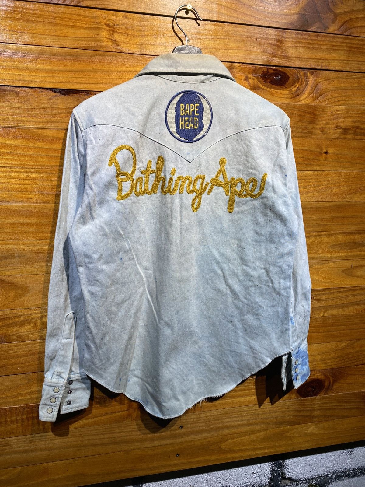 Vintage BAPE Bathing Ape Western Shirt Rare Embroidered Logo