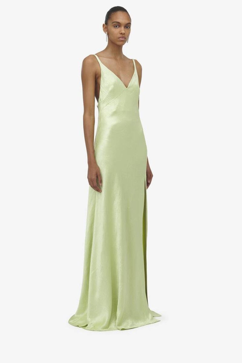Alexander McQueen o1srvl11e0326 Slip Evening Dress in Pale Green Size L / US 10 / IT 46 - 2 Thumbnail