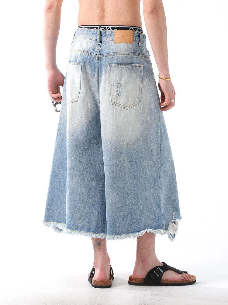 Japanese Brand Men's Retro Distressed Wide-Leg Denim Shorts Size US 32 / EU 48 - 5 Thumbnail