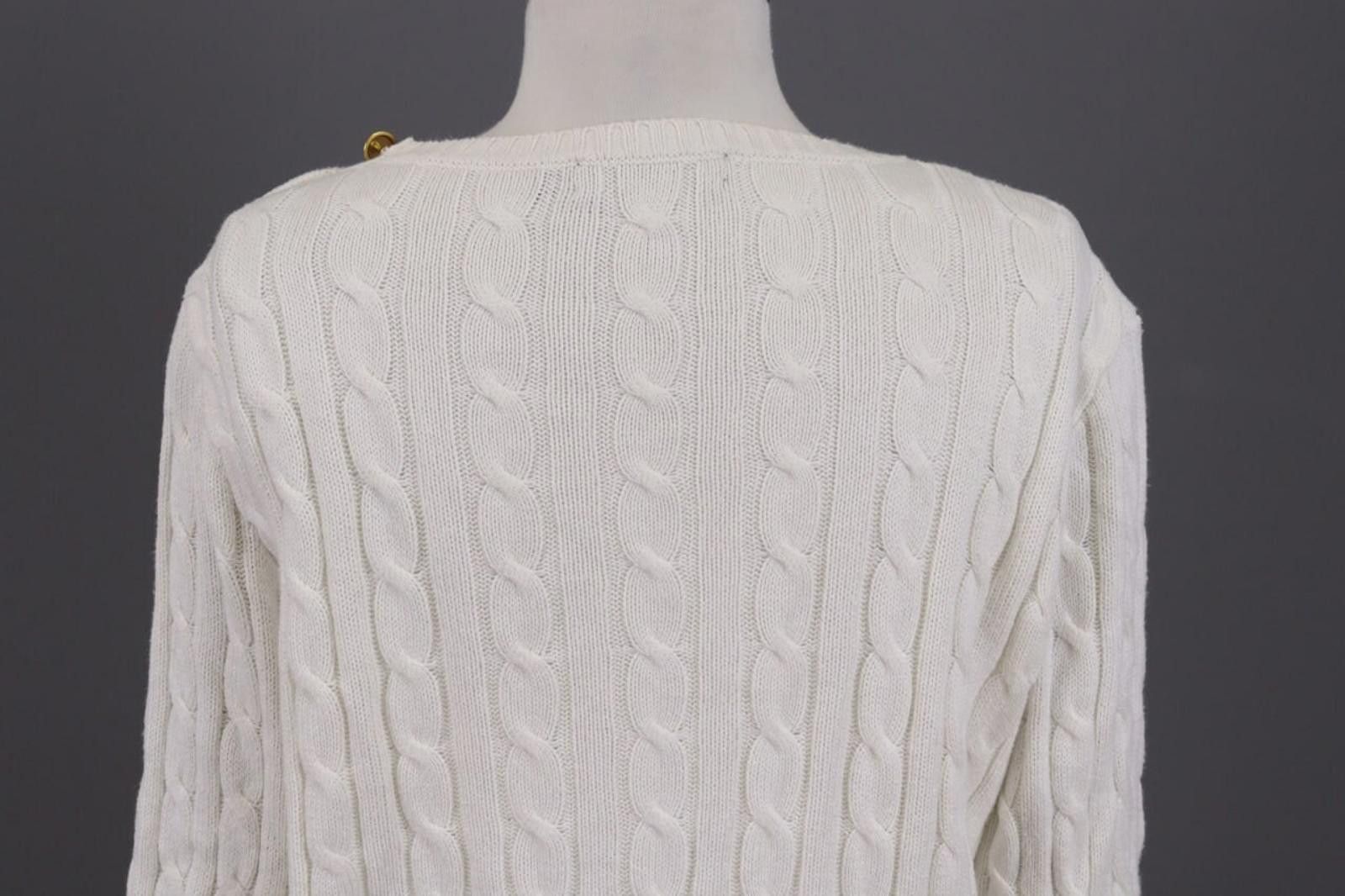 Lauren Ralph Lauren Lauren Ralph Lauren White Cable Knit Sweater Size L Size L / US 10 / IT 46 - 12 Thumbnail