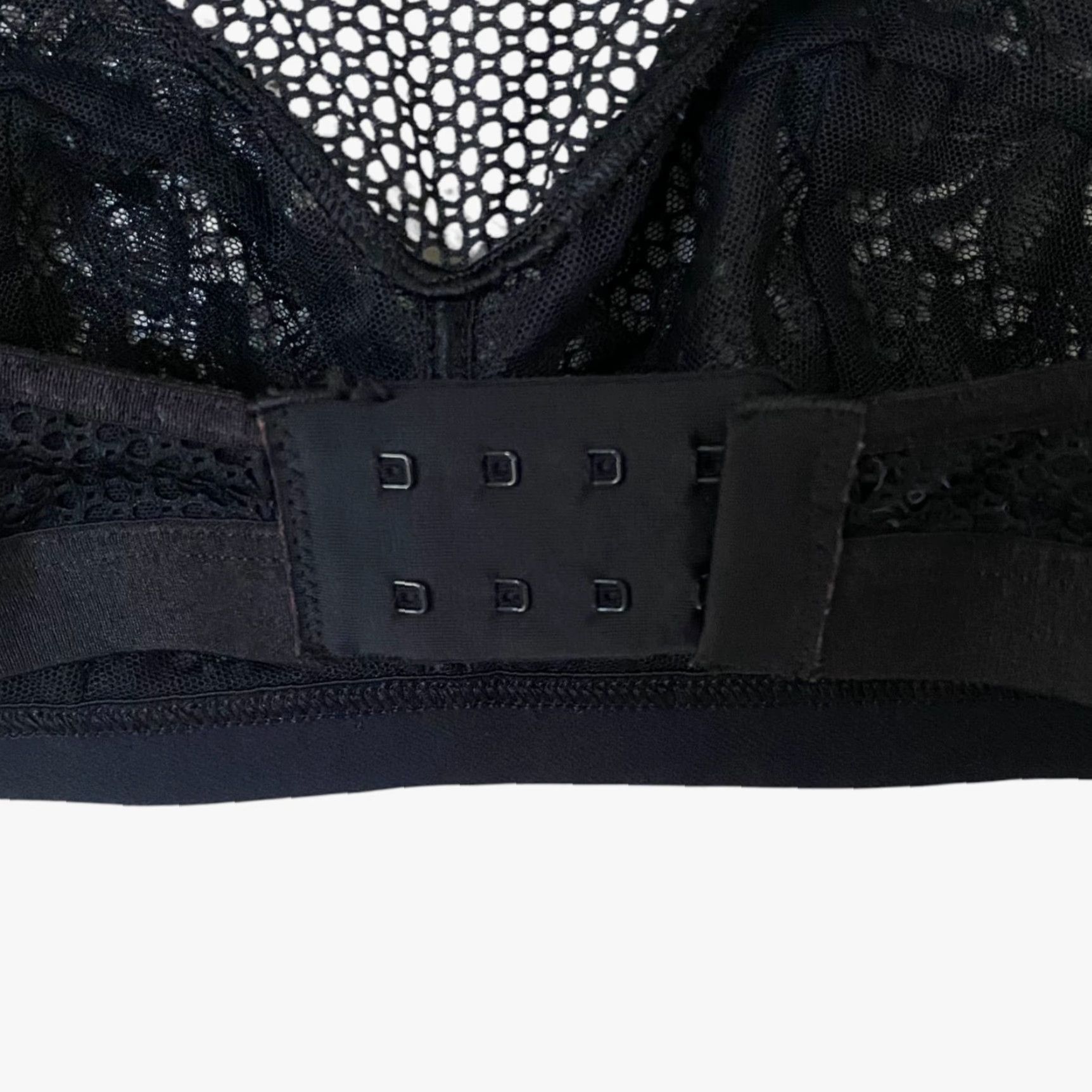 Vintage VINTAGE Soma Women's Bralette Bra Lace Unlined Adjustable Medium Black Floral Pattern Festival Style Size ONE SIZE - 7 Thumbnail