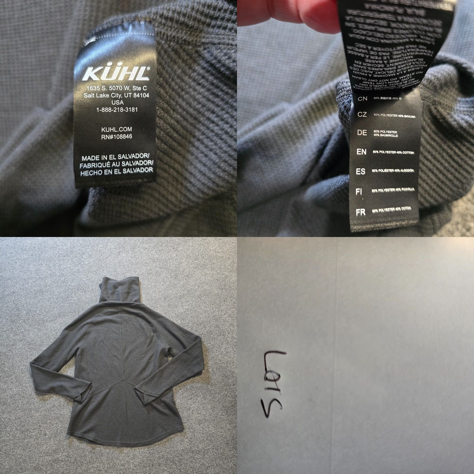 Vintage Kuhl Top Womens Medium Gray Cowl Neck Thermal Waffle Knit Long Sleeve Outdoors Size M / US 6-8 / IT 42-44 - 8 Thumbnail
