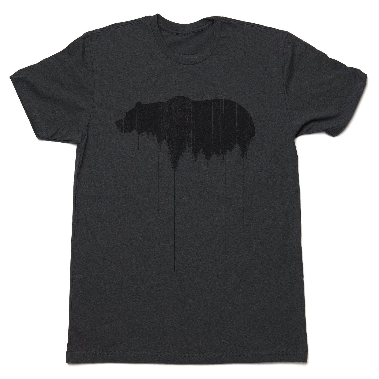 Designer × Vintage Graphic Tees for Men – Bear Above Tree Line Black T-Shirt Size US XL / EU 56 / 4 - 3 Thumbnail