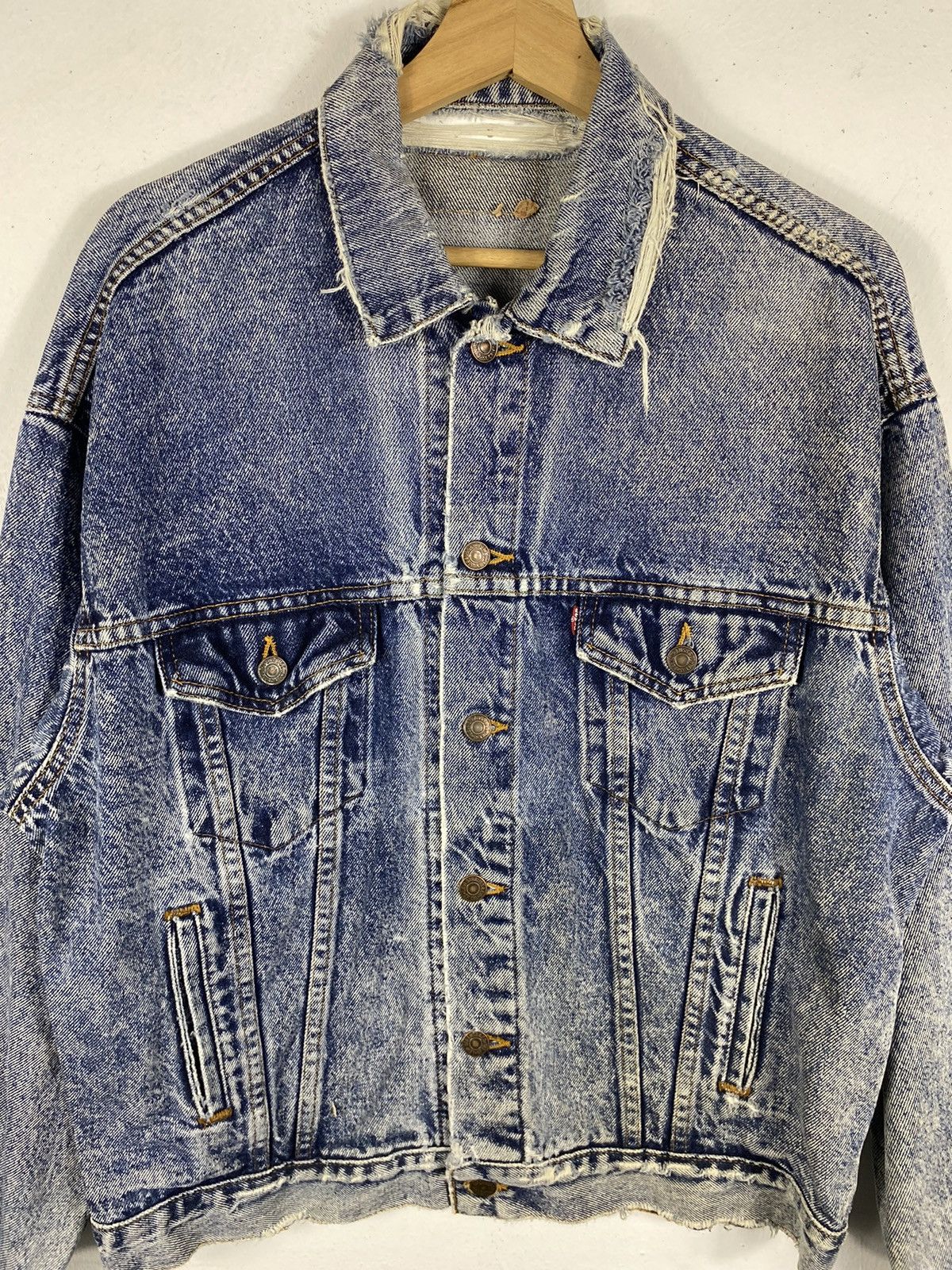 Levi's Vintage Clothing Vintage Levis Distressed Denim Button Jacket Size US M / EU 48-50 / 2 - 2 Thumbnail