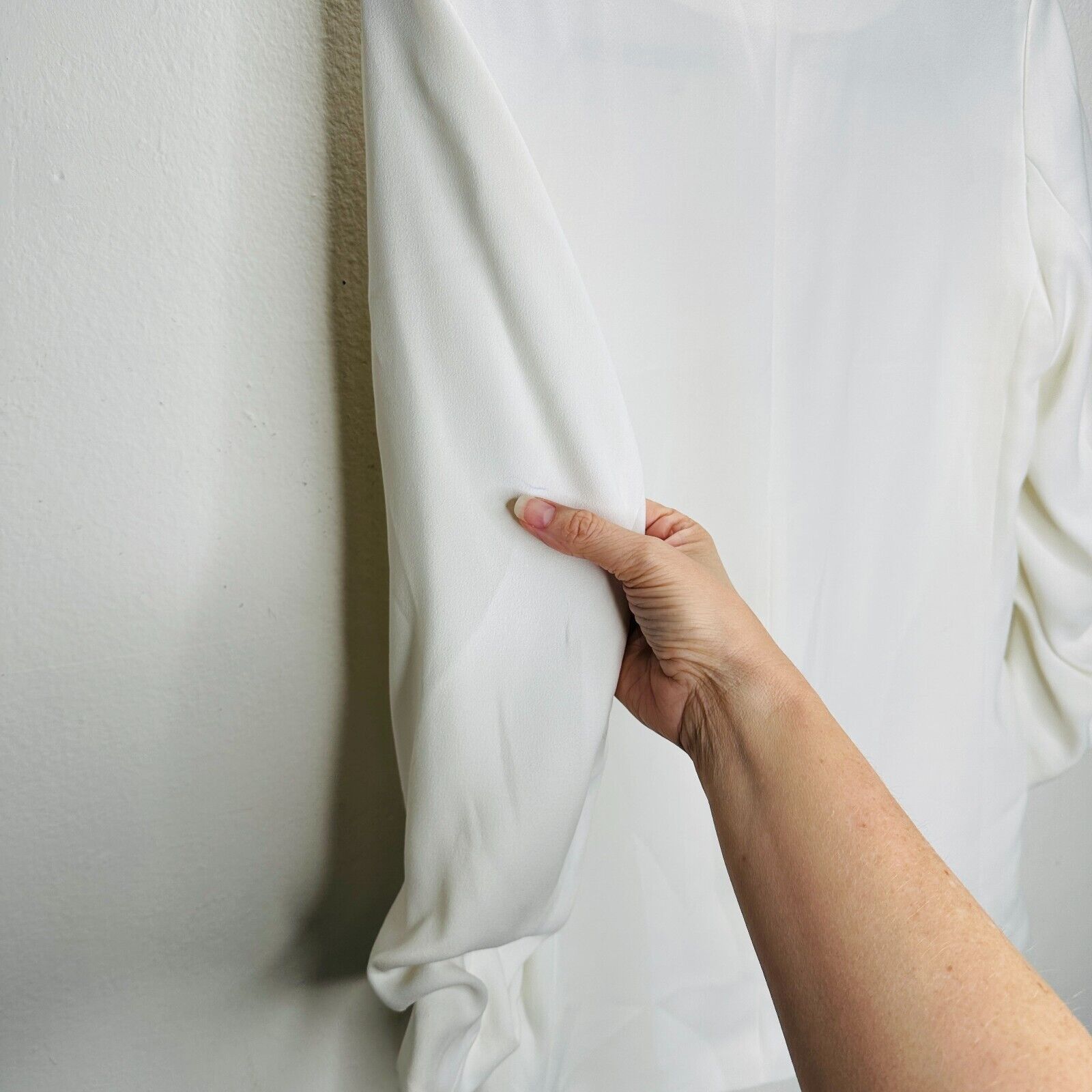 H&M H&M Cream Blazer Jacket Hook & Eye Front 3/4 Ruched Sleeve 4 Size S / US 4 / IT 40 - 5 Thumbnail