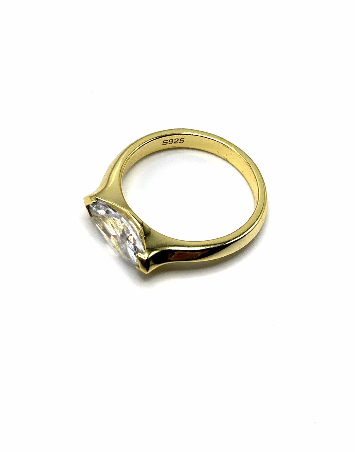 Sterling Silver Gold-Tone .925 Sterling Silver Marquise Cut CZ Ring sz 7 Size ONE SIZE - 3 Thumbnail