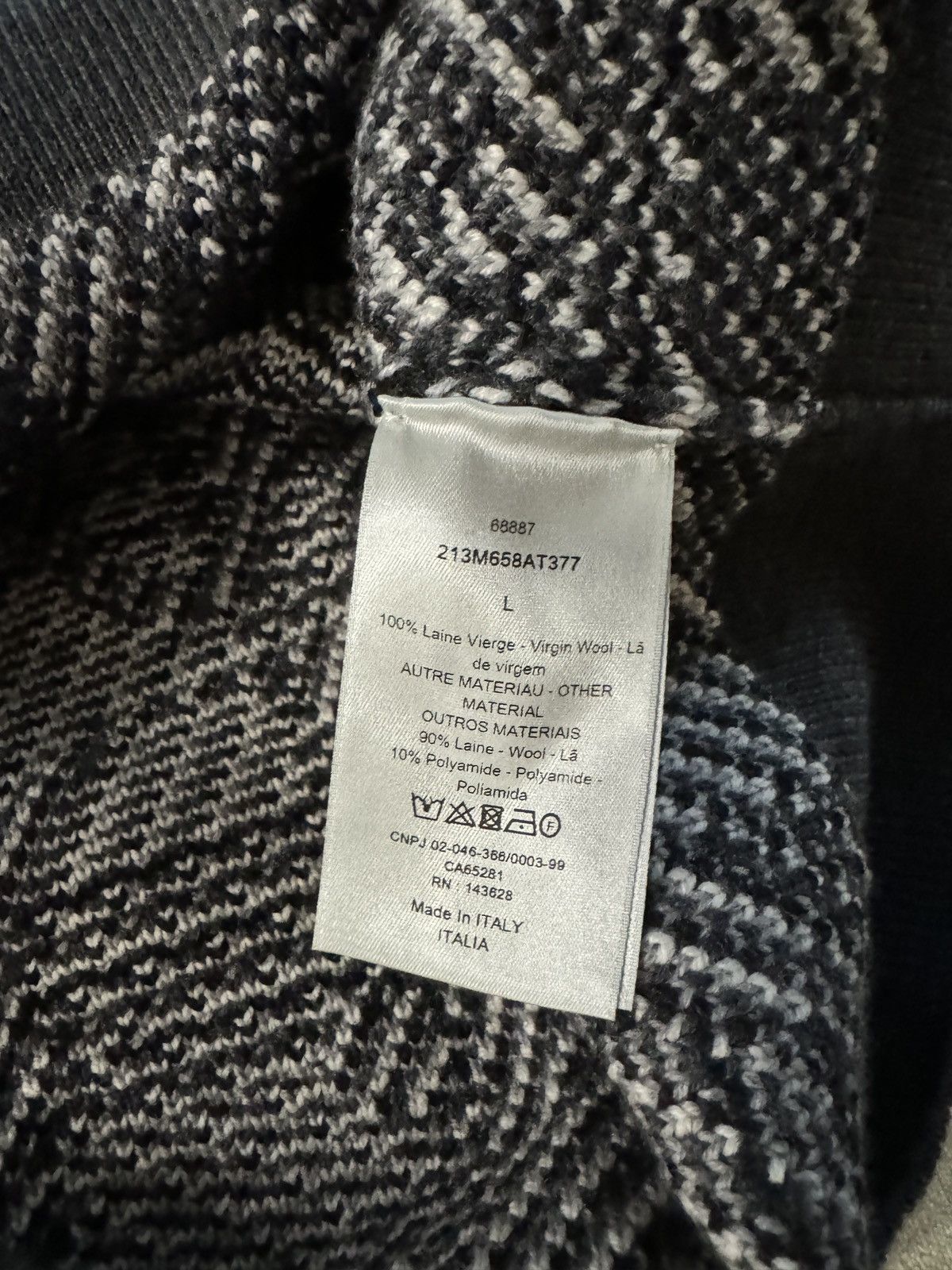 Dior Oblique Black & Grey Virgin wool sweater Size US L / EU 52-54 / 3 - 6 Thumbnail