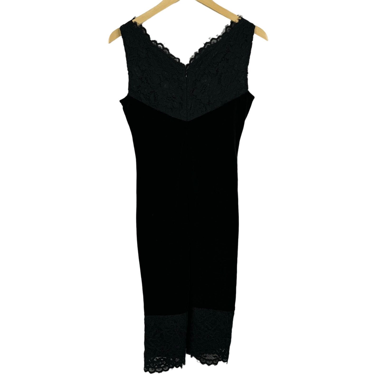 calvin klein black v neck dress Calvin Klein Lace-Up V-Neck Zipper Sleeve Dress Black Gold Detailing Size  XL
