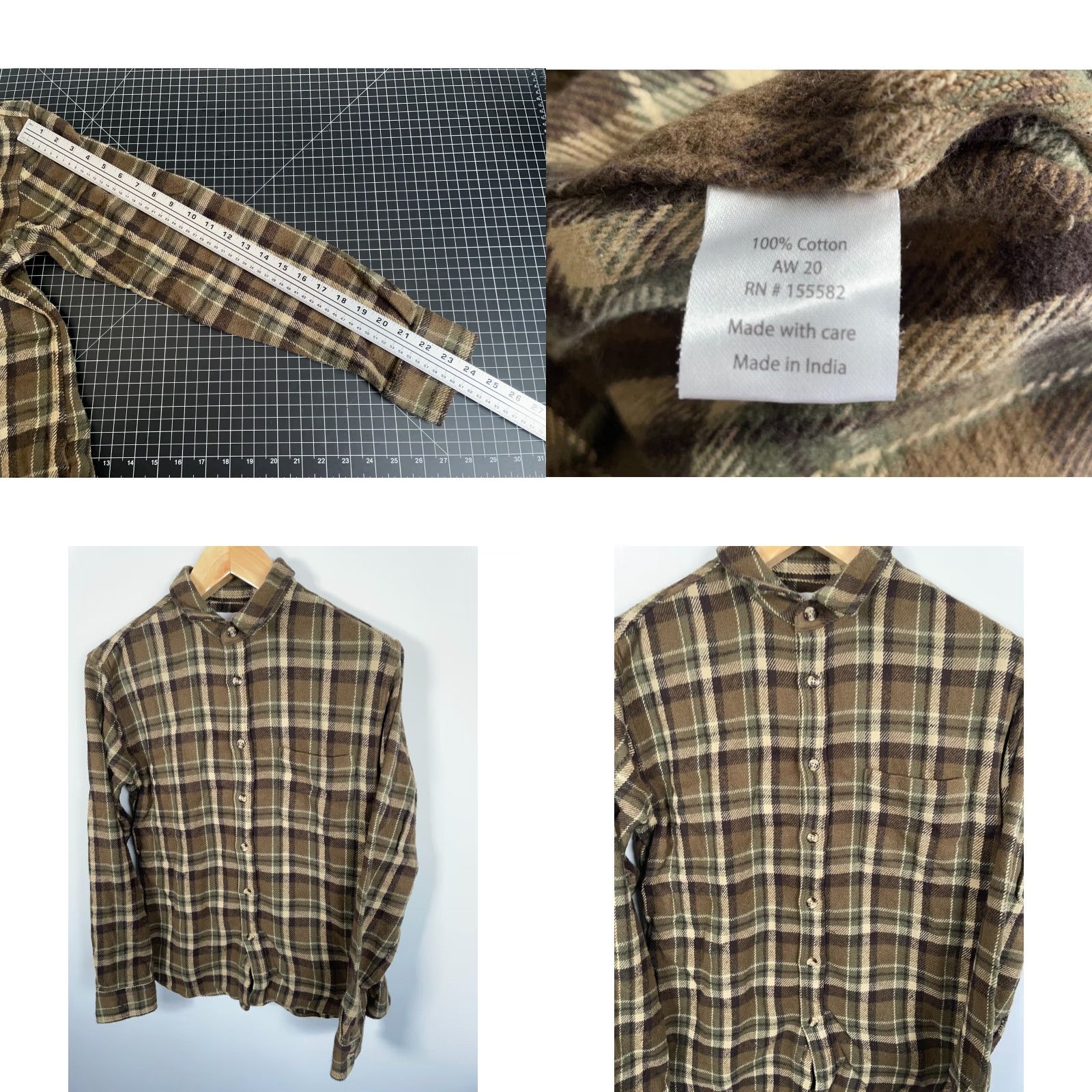 Corridor Corridor Shirt Men's Medium Flannel Brown Green Plaid Heavyweight Cotton 90s Grunge Retro Casual Workwear Button-Up Collar Long Sleeve Size US M / EU 48-50 / 2 - 8 Thumbnail