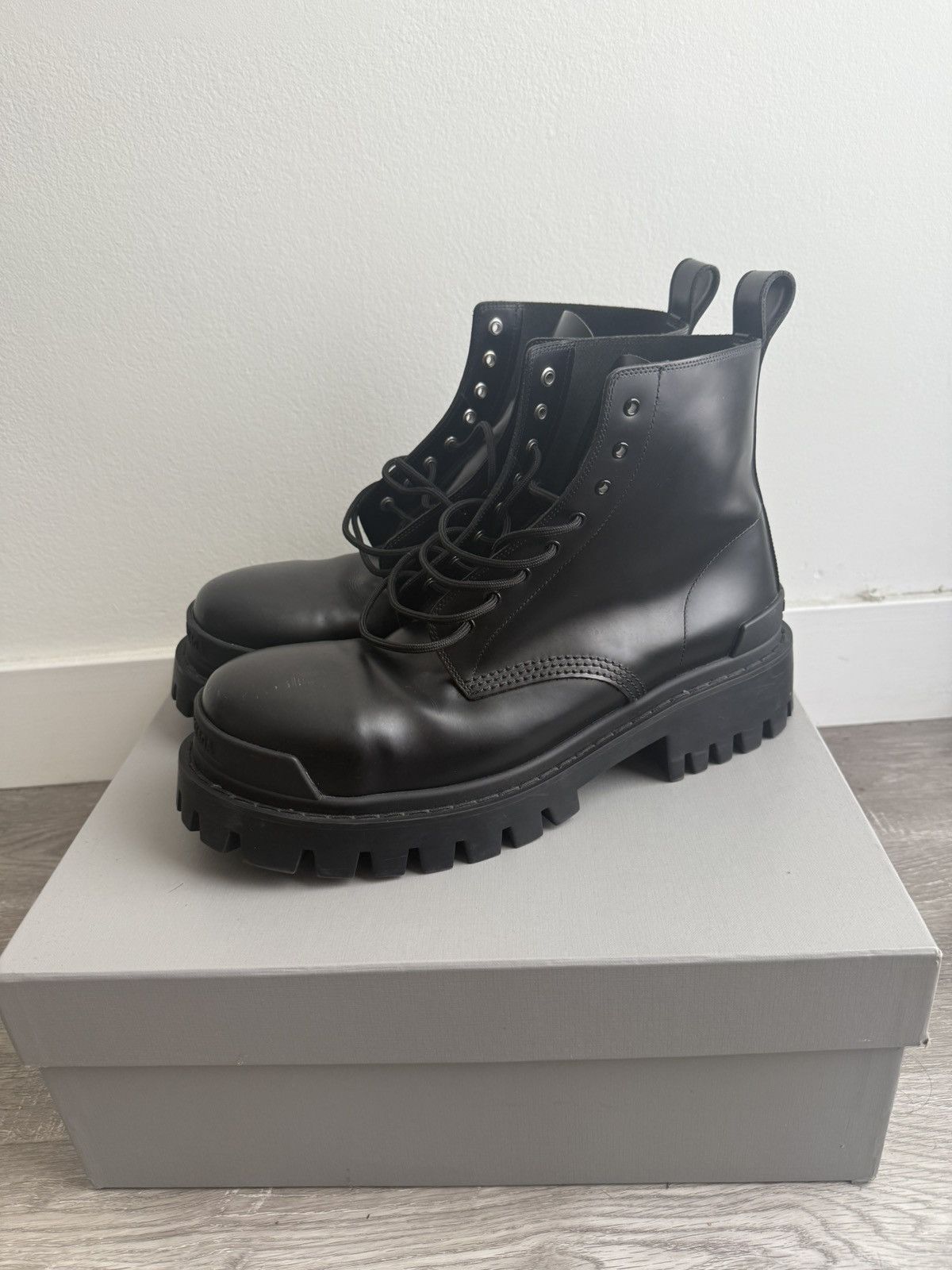 Balenciaga Strike Boots Black Leather