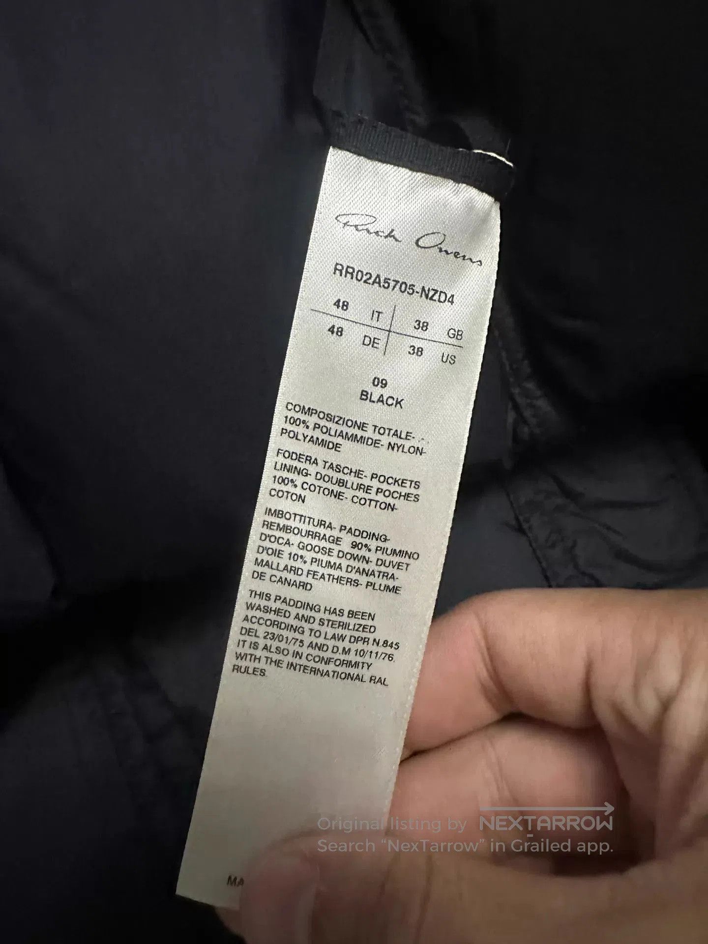 Rick Owens Black Hooded Puffer Jacket Size M. Size US M / EU 48-50 / 2 - 6 Thumbnail