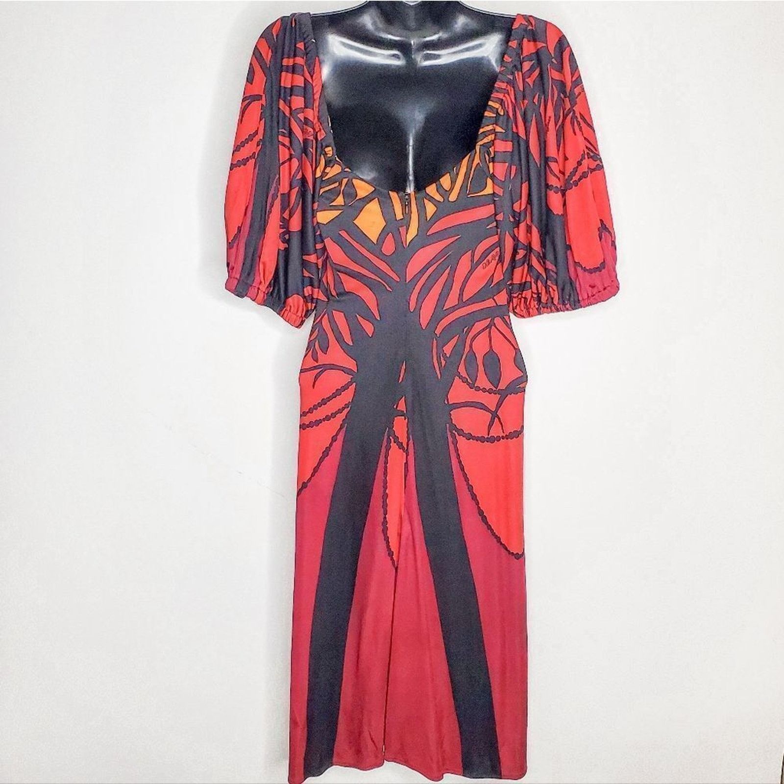 Mara Hoffman Mara Hoffman Red Black Silk Gothic Tree Print Dress Size S Size S / US 4 / IT 40 - 5 Thumbnail