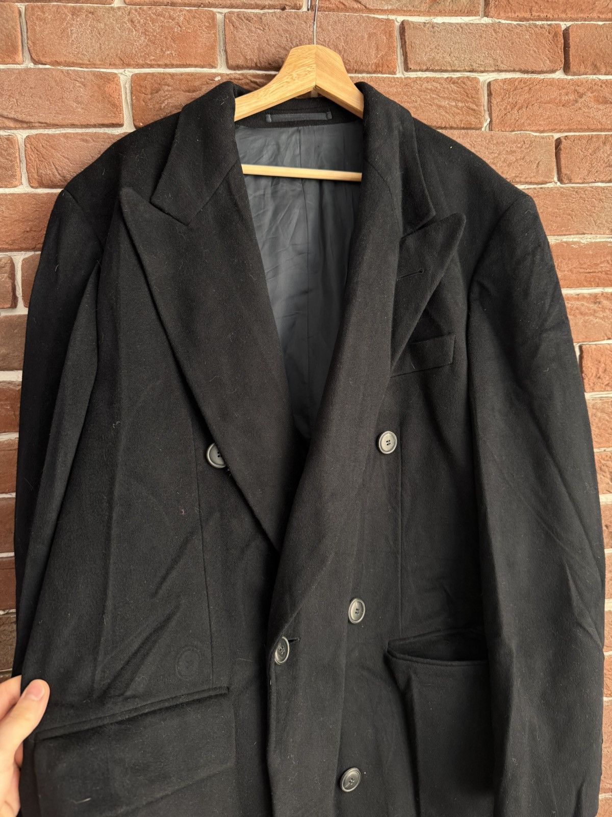 Hugo Boss Vintage HUGO BOSS Wool Over Coat Loro Piana Fabric L Black Size US L / EU 52-54 / 3 - 11 Thumbnail