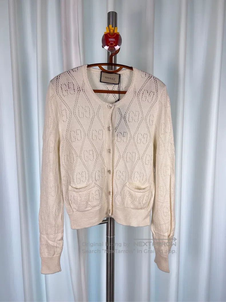 Gucci Gucci Double G hollow full-print knitted wool cardigan coa Size S / US 4 / IT 40 - 2 Thumbnail