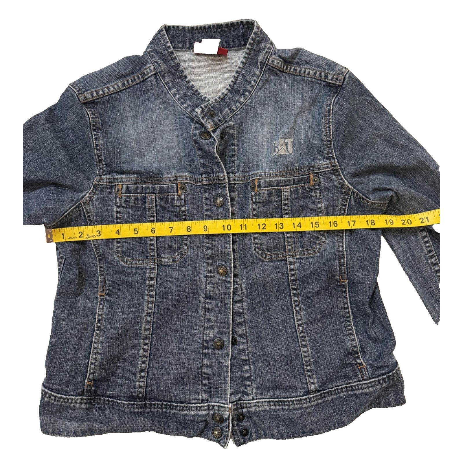 Caterpillar Vintage CAT Denim Jacket Womens XL Snap Front Workwear Y2K Size XL / US 12-14 / IT 48-50 - 6 Thumbnail