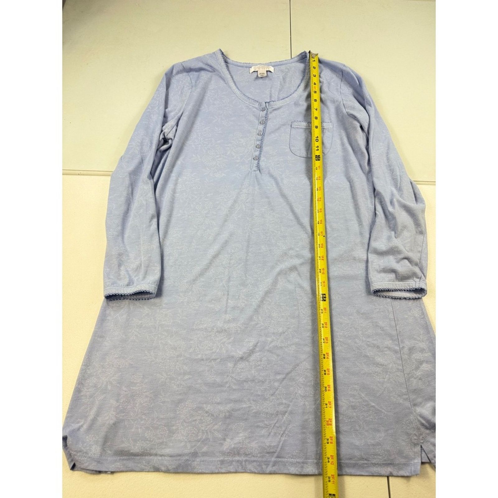 & Other Stories Carole Hochman Nightgown Long Sleeve Blue Floral‎ Knit L Size ONE SIZE - 4 Thumbnail