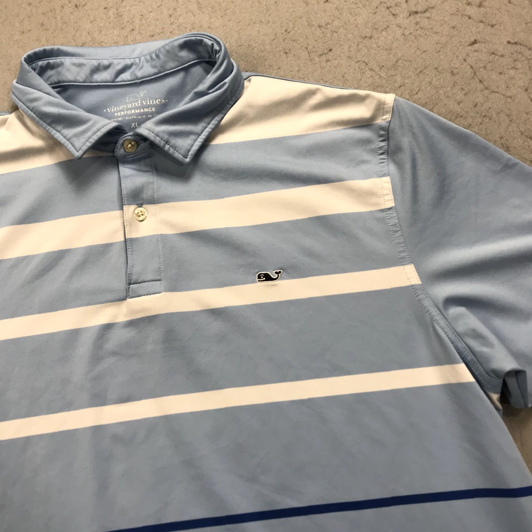 Vineyard Vines Vineyard Vines Polo Shirt Mens XL Light Blue Striped Performance Golf Polo Size US XL / EU 56 / 4 - 3 Thumbnail