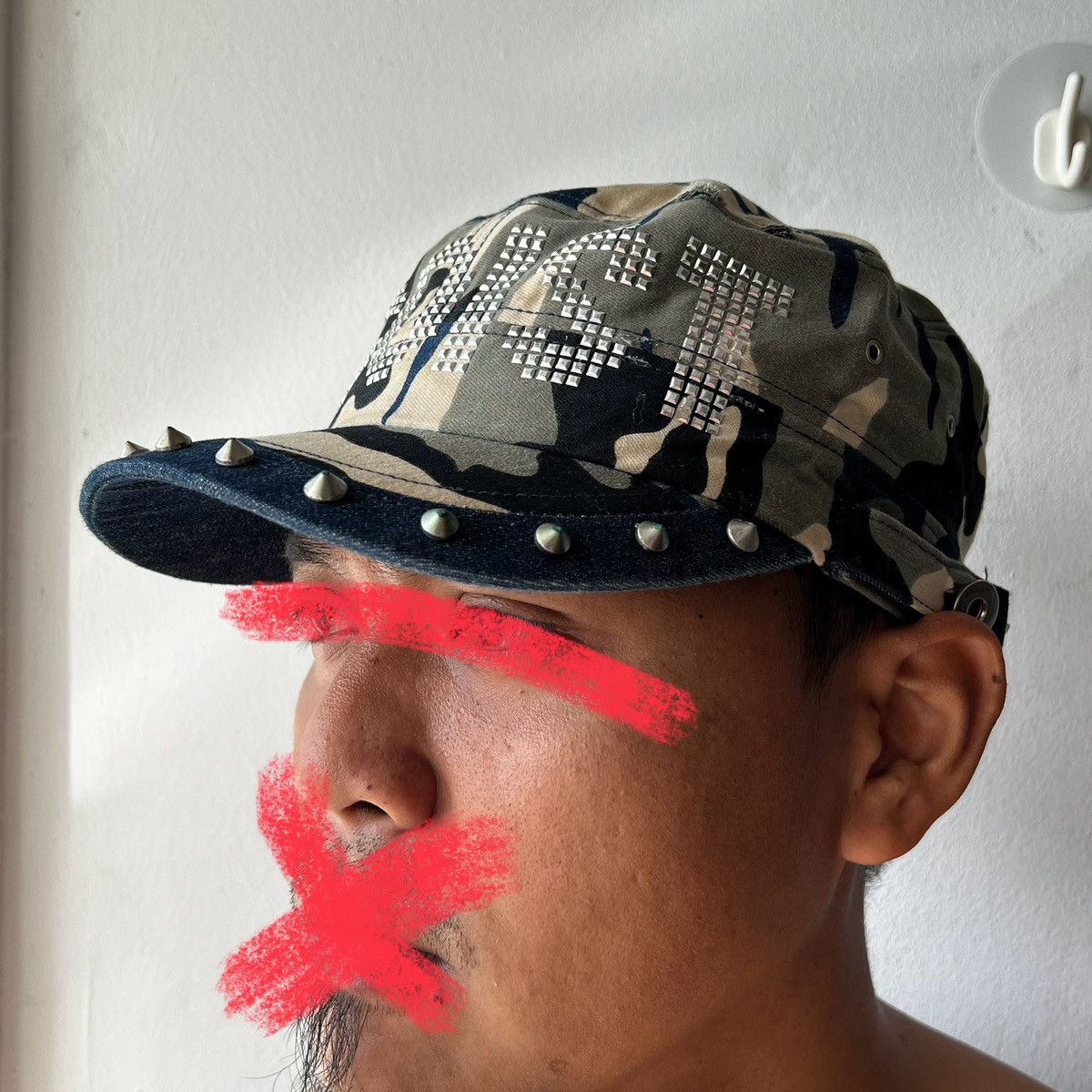 Japanese Brand Egoist Camo Distressed Studded Patrol Hat Size ONE SIZE - 9 Thumbnail