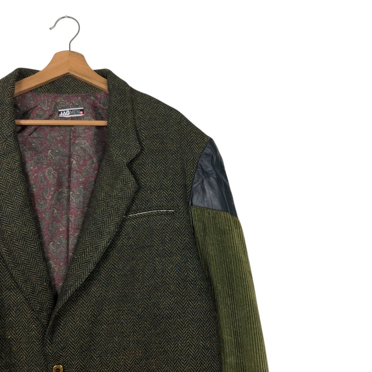 Japanese Brand 🔥VINTAGE PATCH WORK LEATHER WOOL JACKET JAGMEN ISSEY MIYAKE Size US M / EU 48-50 / 2 - 8 Thumbnail