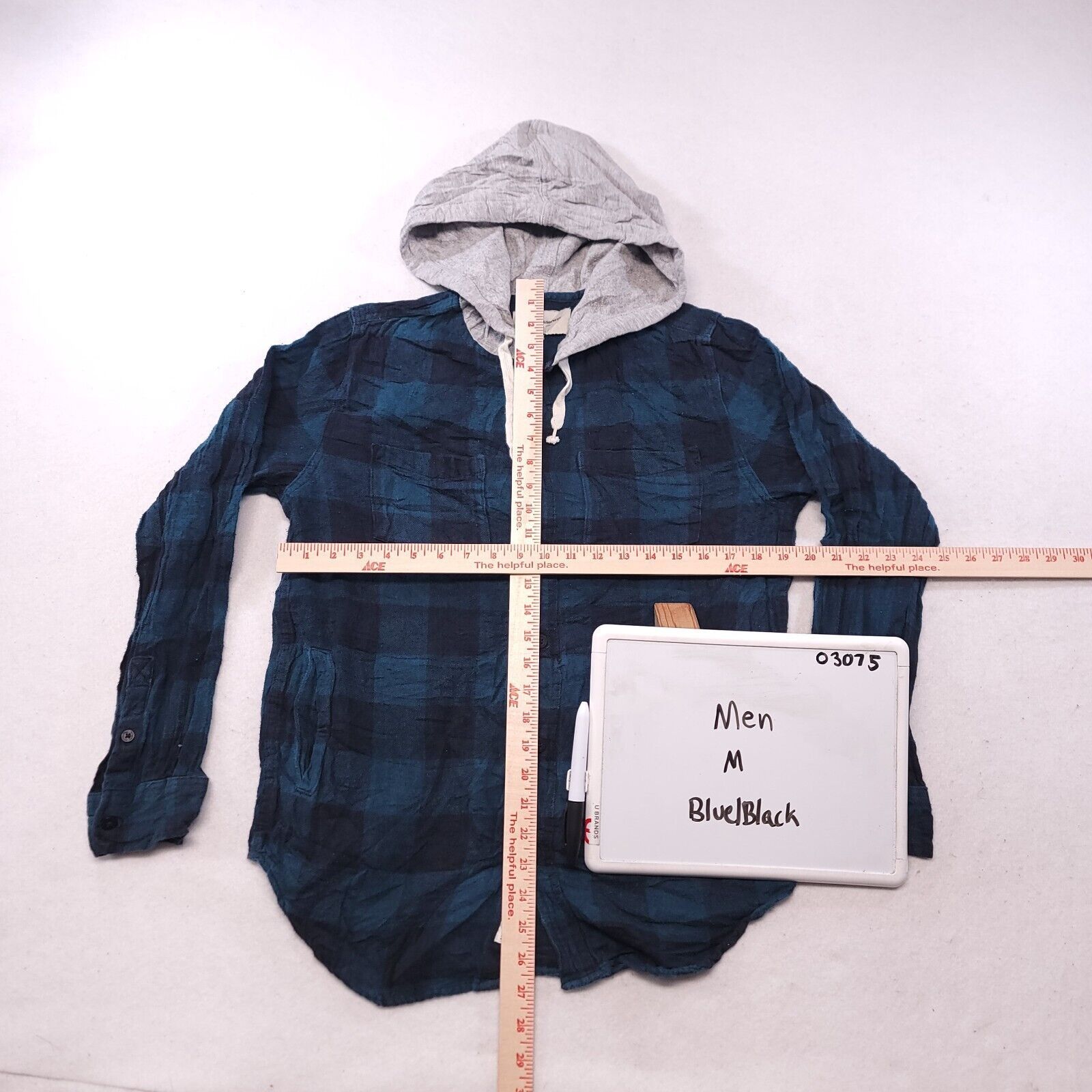 Modern Amusement Modern Amusement Button Up Hoodie Mens Size M Blue Plaid Size US M / EU 48-50 / 2 - 6 Thumbnail