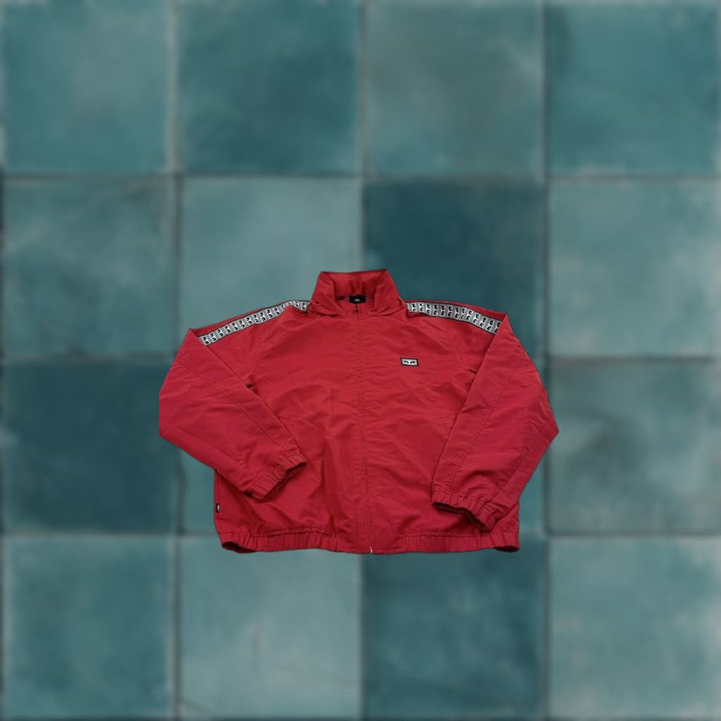 Obey Obey Jacket Mens Medium Red Hooded Full Zip Windbreaker Tape Worldwide Logo Size US M / EU 48-50 / 2 - 1 Thumbnail