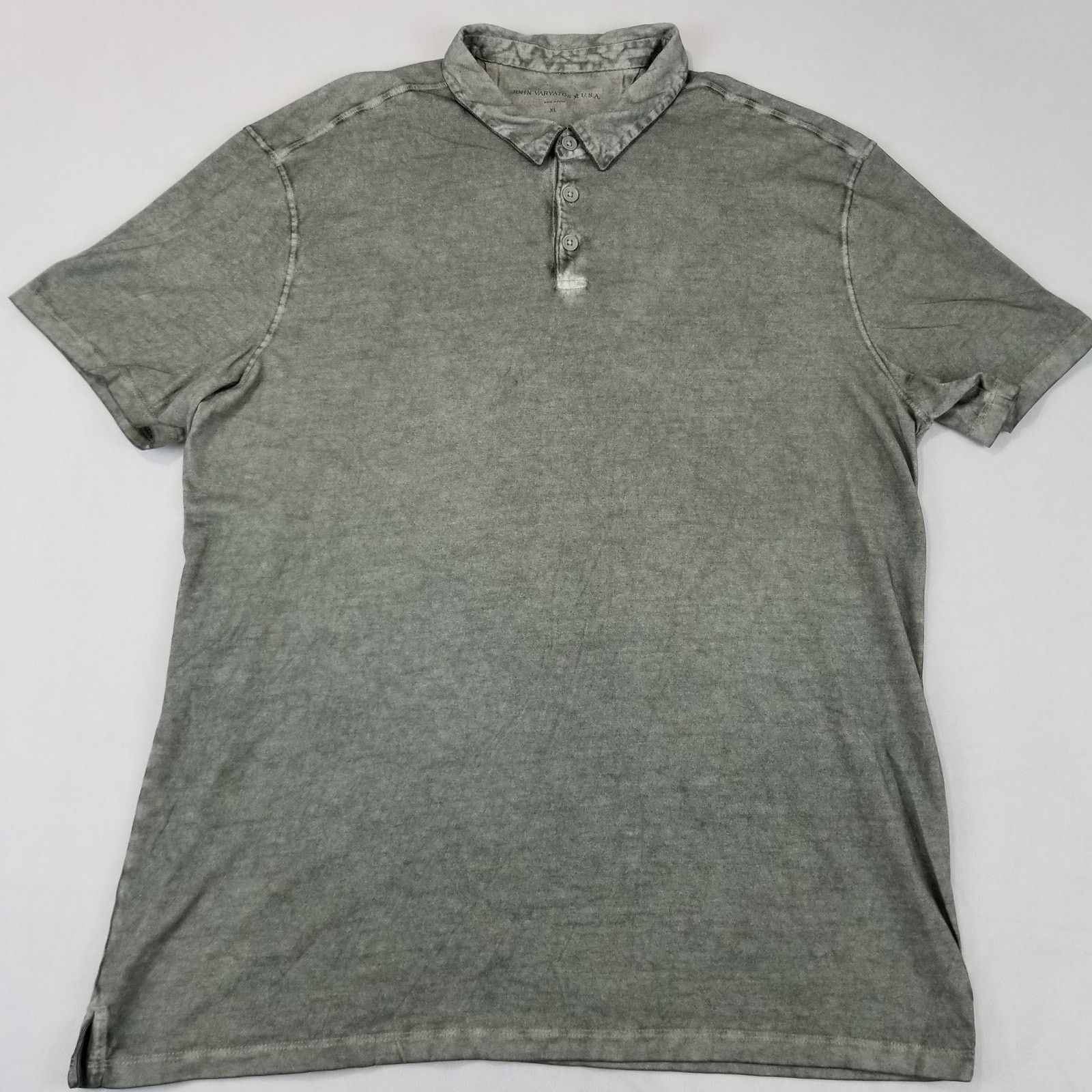 John Varvatos John Varvatos Polo Shirt Mens XL Gray Distressed Button Size US XL / EU 56 / 4 - 8 Thumbnail